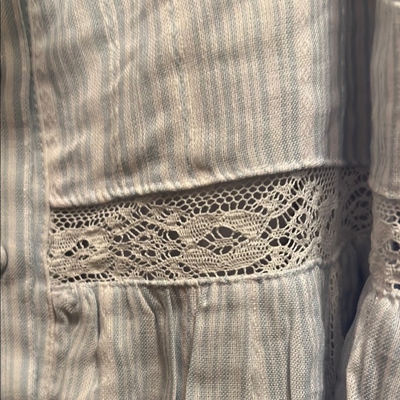 New White Lace Trim Striped Dress - Picture 7 of 16